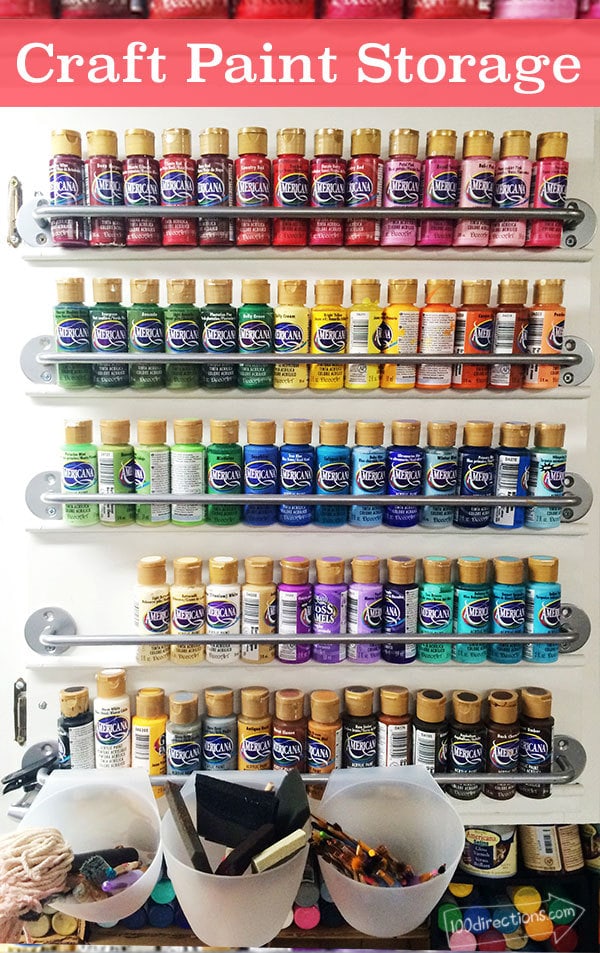 Organize craft paint on a cabinet door - 100 Directions